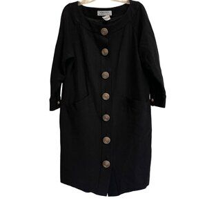 Vintage Chetta B Neiman Marcus Black‎ Button-Down Dress 80's Mature Classic Chic